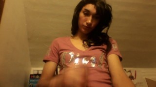 Jasmine cums in cute panties and yoga pants